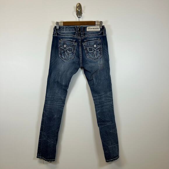 Rock Revival Taye Straight Jeans Medium Wash Distressed Women’s Size 27 - Picture 1 of 11